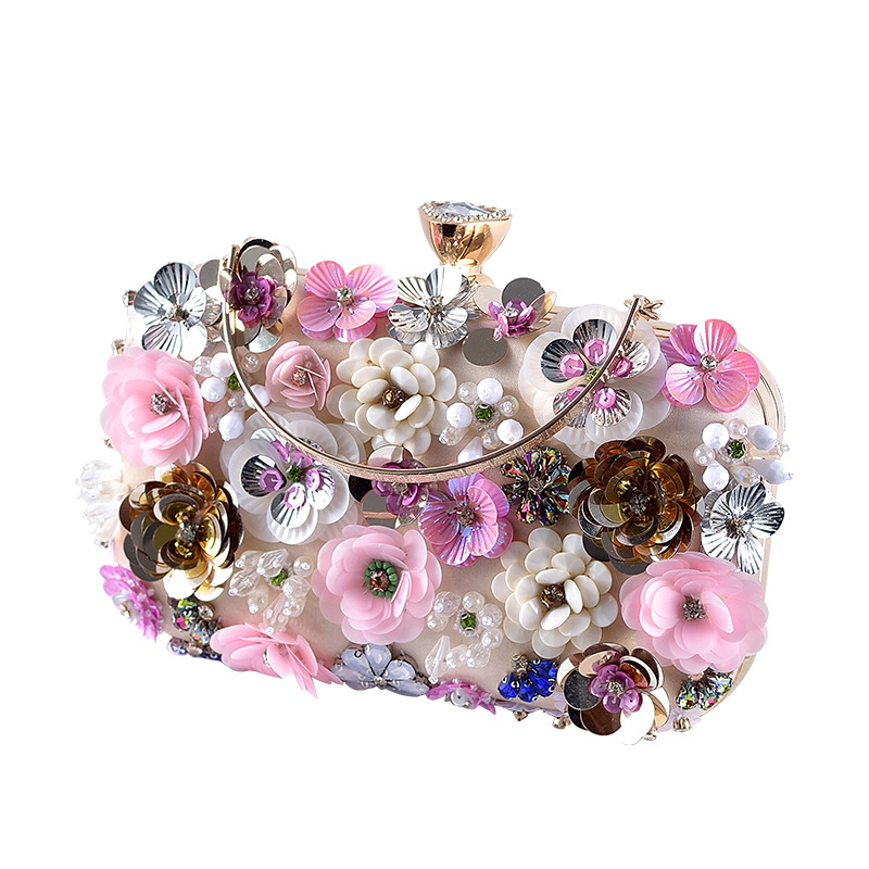 Women Bags On Sale - กระเป๋าแฟชั่นผู้หญิง ลายดอกไม้ ประดับเพชร ปักลาย กระเป๋าคลัทช์ขนาดเล็ก กระเป๋าถือหรูหราสำหรับสุภาพสตรี