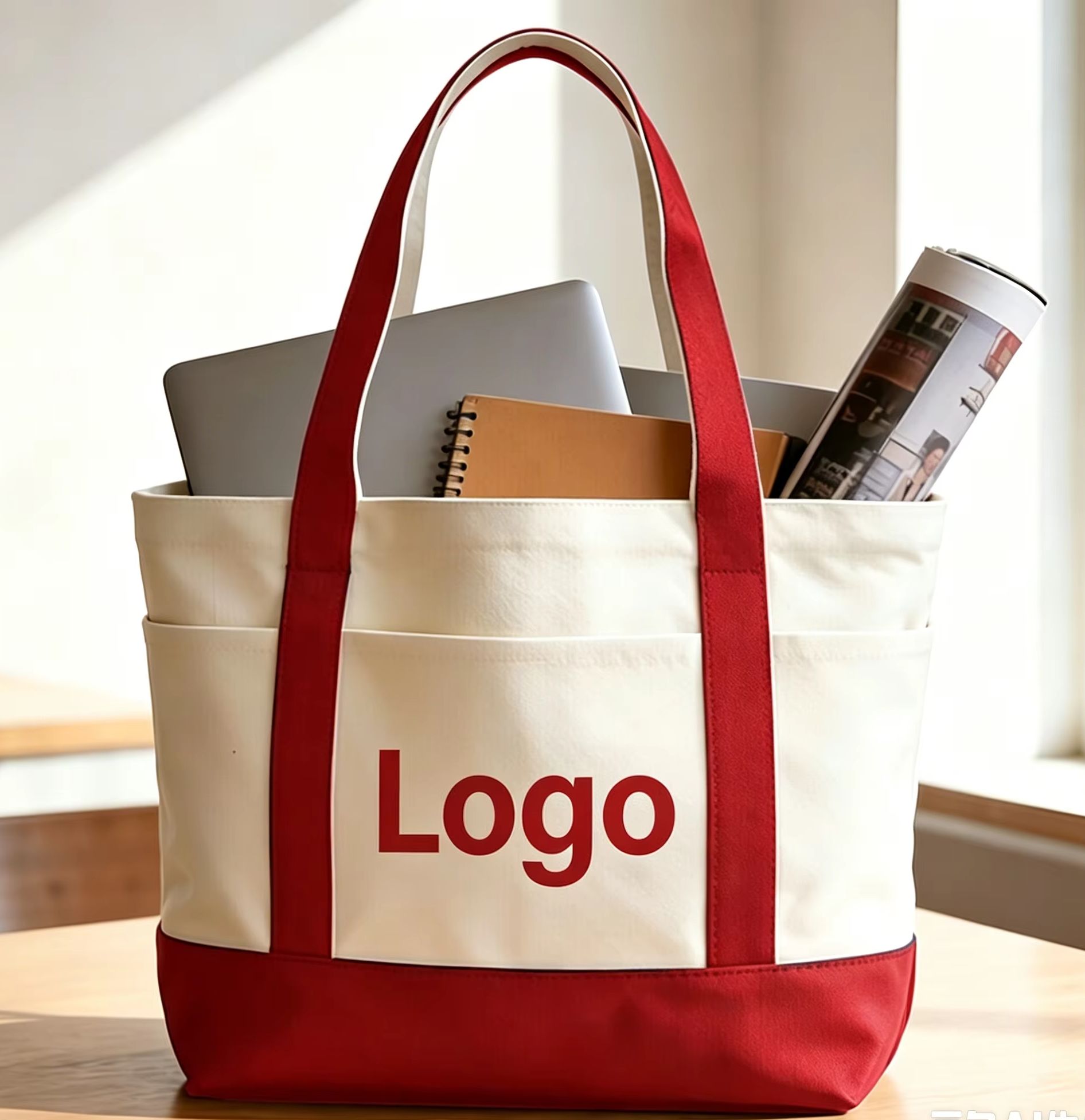 Women Bags Company - กระเป๋าผ้าแคนวาสสั่งทำพร้อมพิมพ์โลโก้ คำว่า Cotton แบบถือ รักษ์โลก สำหรับใส่ของช้อปปิ้ง